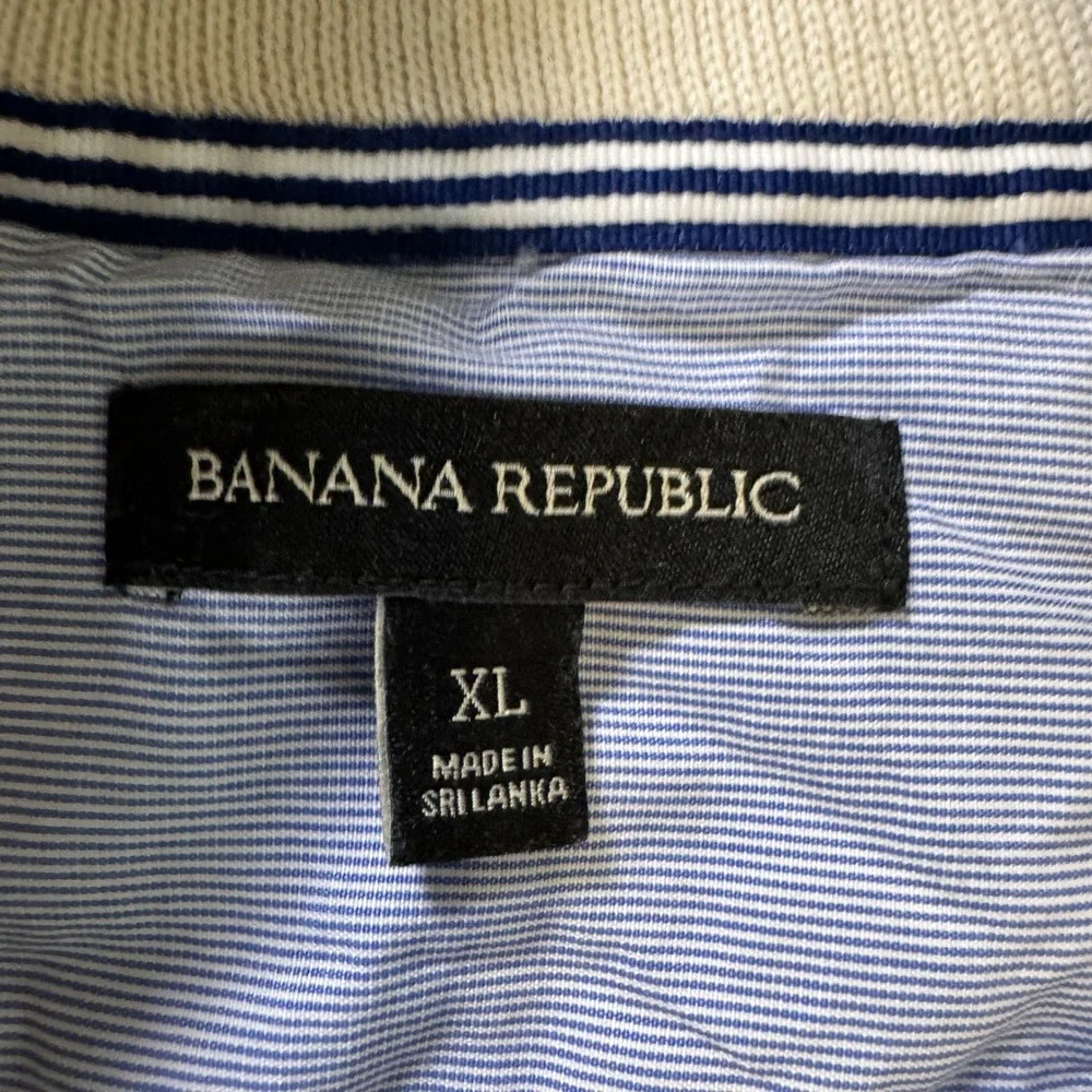 Banana Republic Mens Quarter Zip Pullover XL Ivory Elbow Patches Ribbed Knit